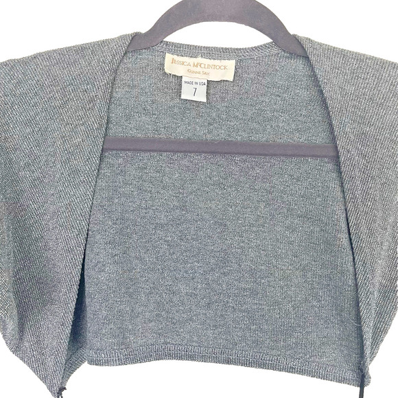 Jessica McClintock Gunne Sax Strapless Gown and Shrug Size 7 Silver Metallic - Picture 9 of 12